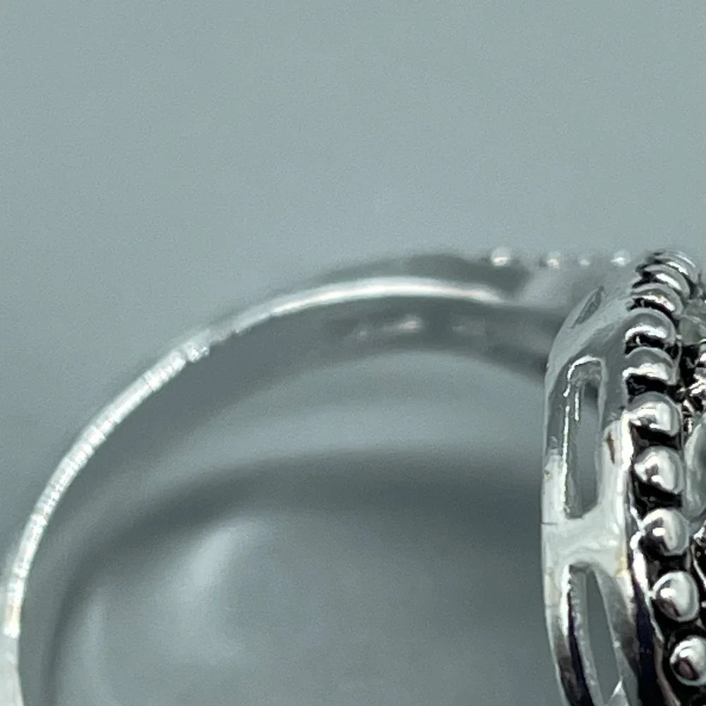 Silver‎ tone Marcasite Filigree Statement Ring Size 7.75 Vintage signed
